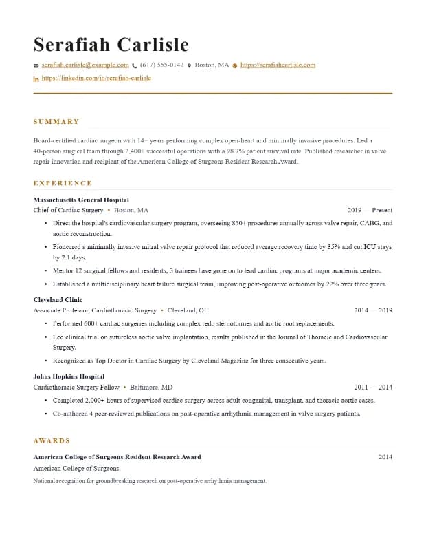Editorial resume template