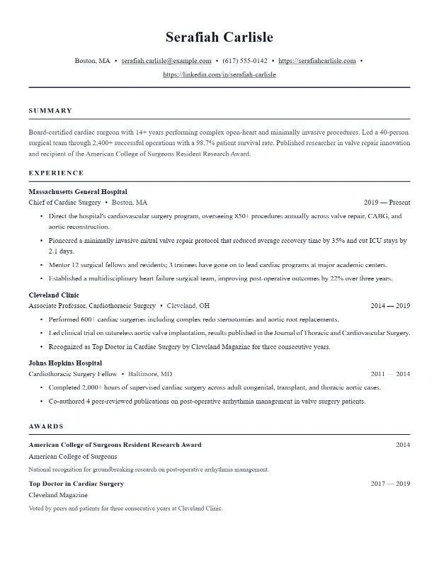Harvard Compact resume template