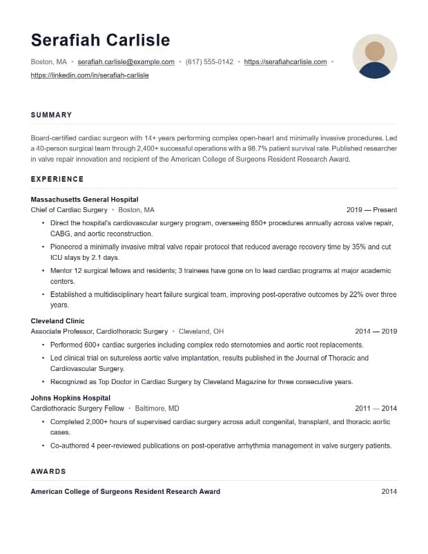 Photo resume template